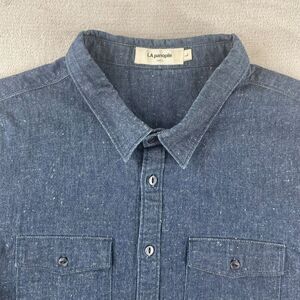 La Panoplie Paris Men Work Shirt Indigo Denim Dual Pocket‎ RailRoad Long Sleeve